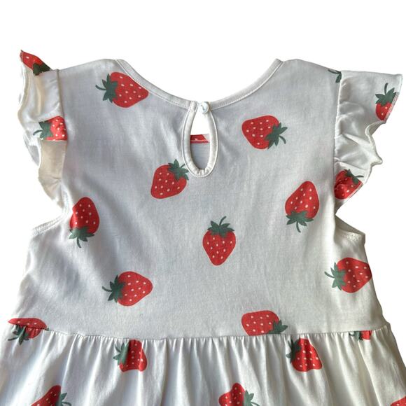 H&M Ruffle Trimmed Strawberry Print Dress, Size 4T, Creme - Picture 4 of 8
